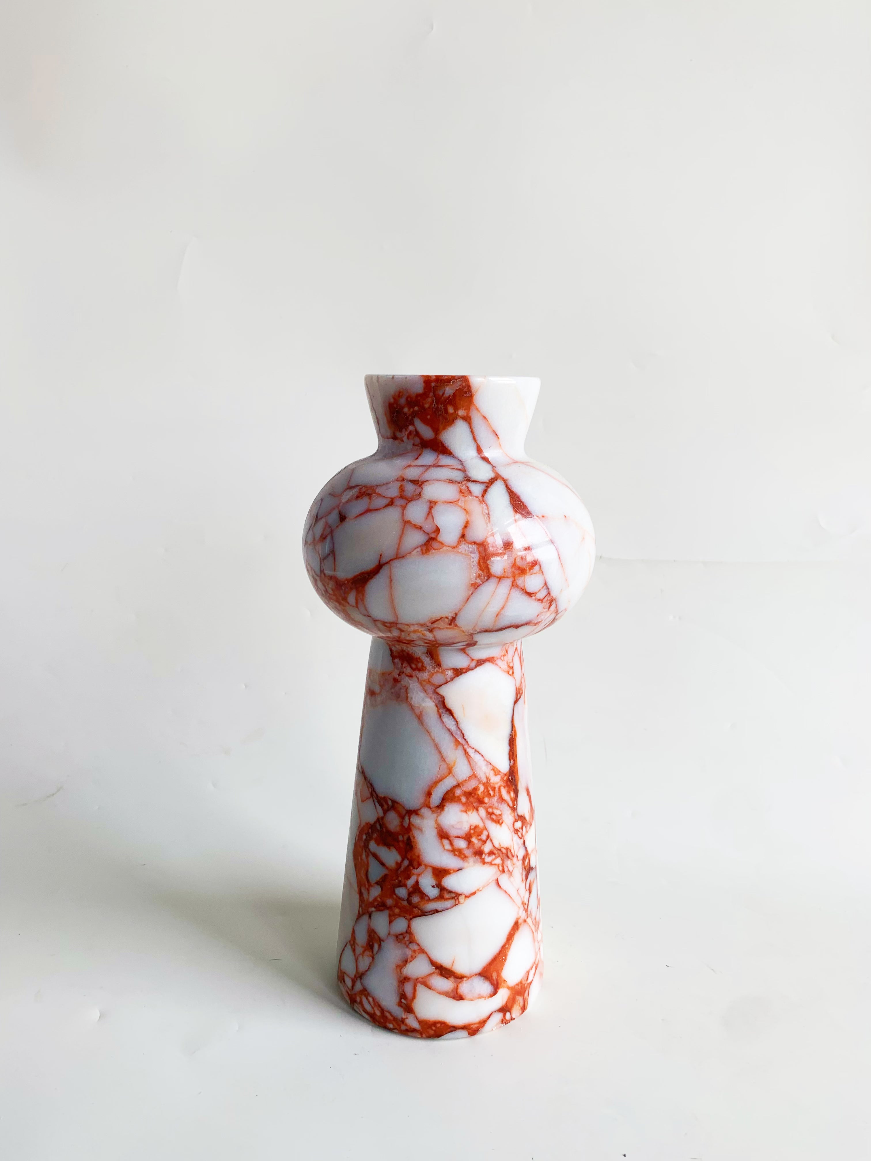 Calacatta Red Marble Dry Flower Vase | Italian Stone Decorative Vessel