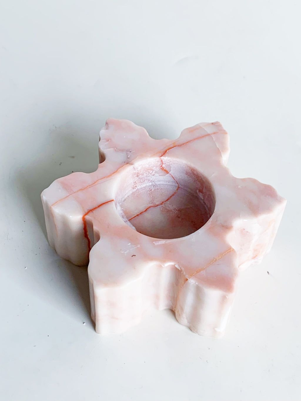 Christmas White Onyx Snowflake Candle Holders | Natural Glow Holiday Decor