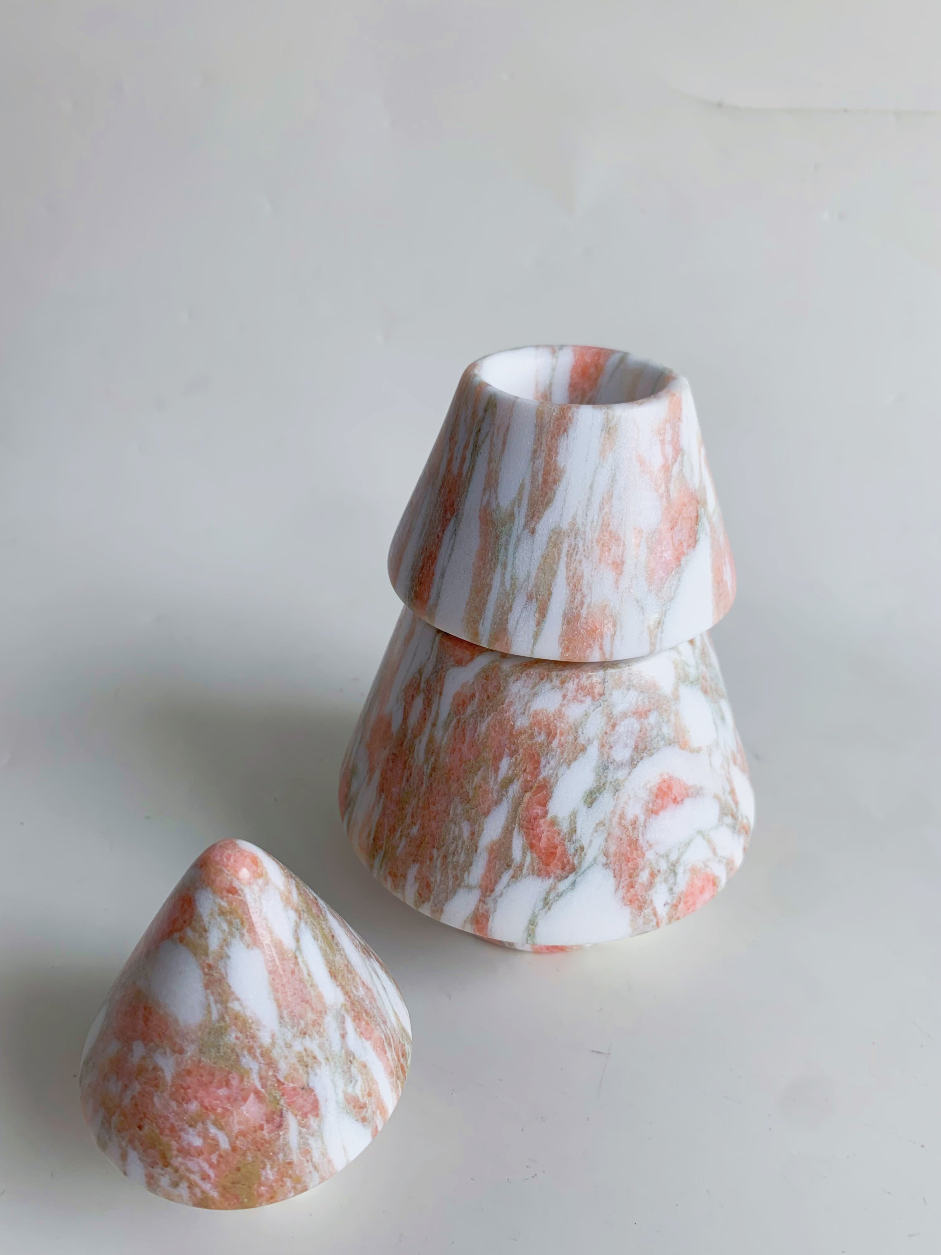 Christmas Tree Norwegian Rose Marble Candle Holder | Festive Stone Decor