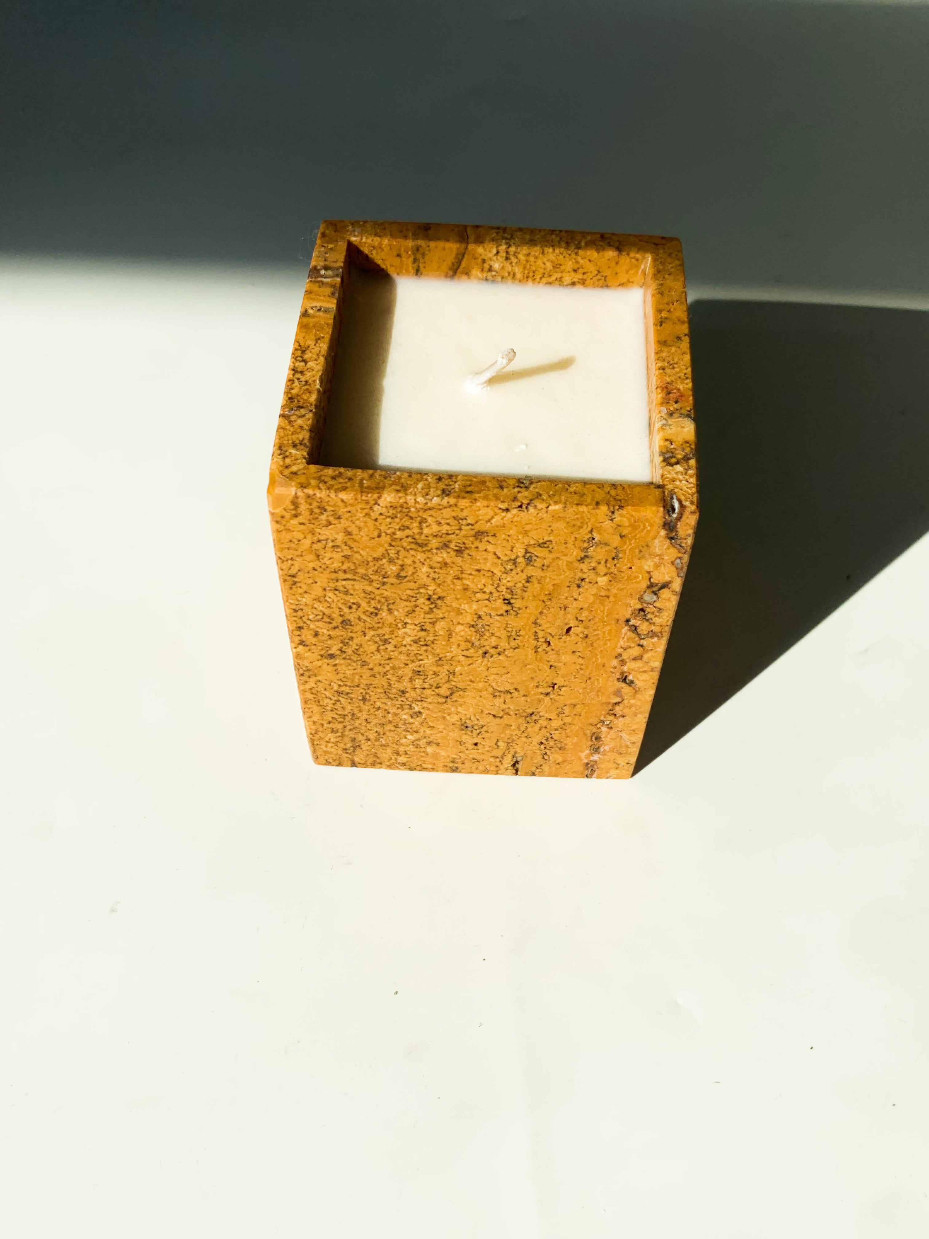 Yellow Travertine Rectangle Candle Holders | Natural Stone Home Decor