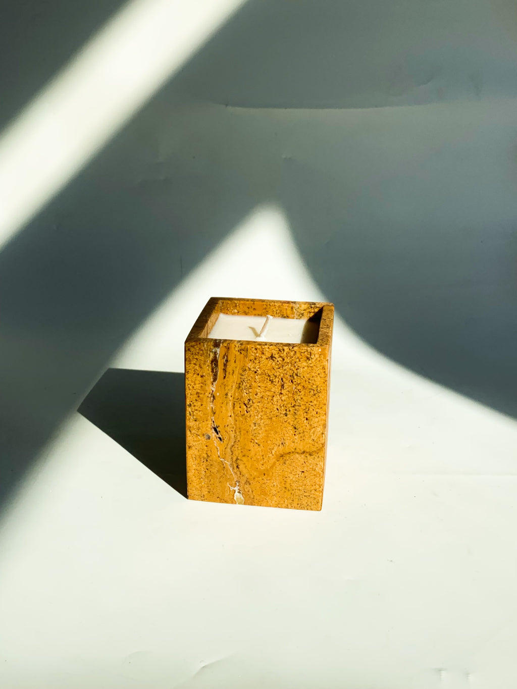 Yellow Travertine Rectangle Candle Holders | Natural Stone Home Decor