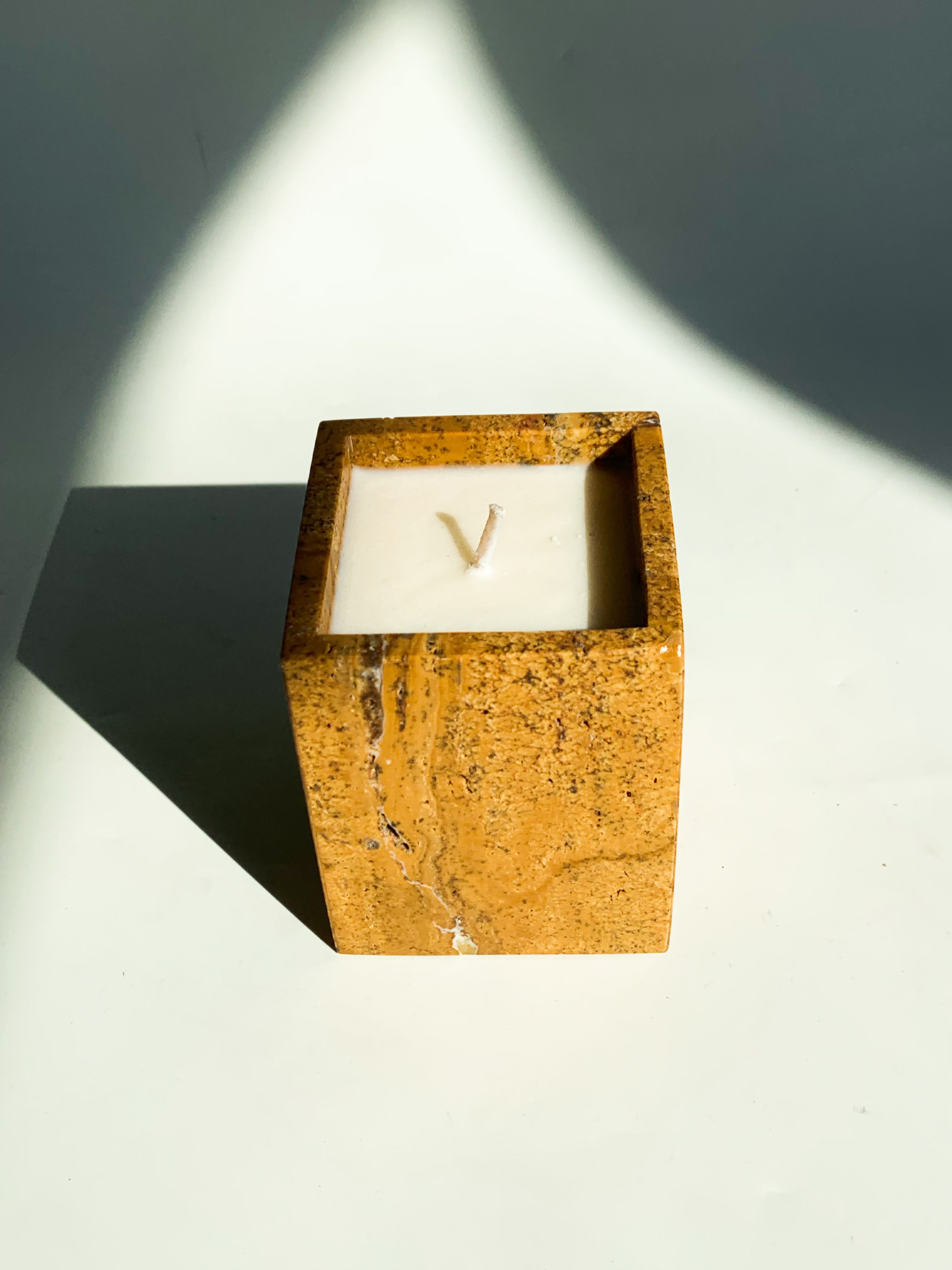 Yellow Travertine Rectangle Candle Holders | Natural Stone Home Decor