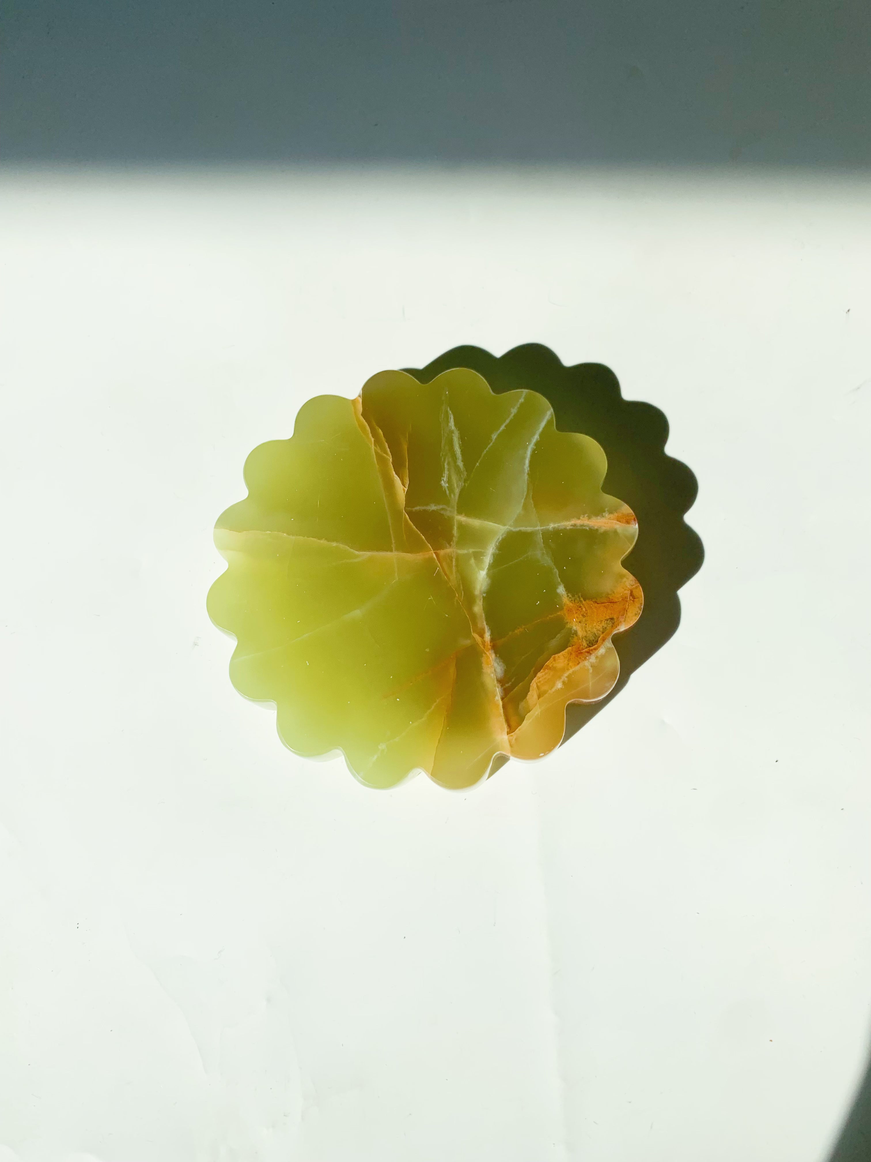 Green Onyx Flower Style Coaster | Natural Stone Decorative Coasters