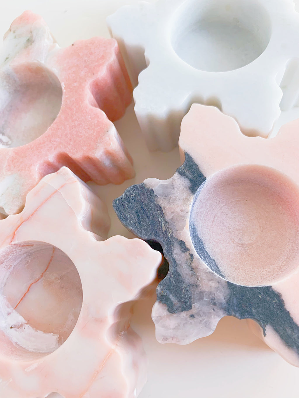 Christmas White Onyx Snowflake Candle Holders | Natural Glow Holiday Decor