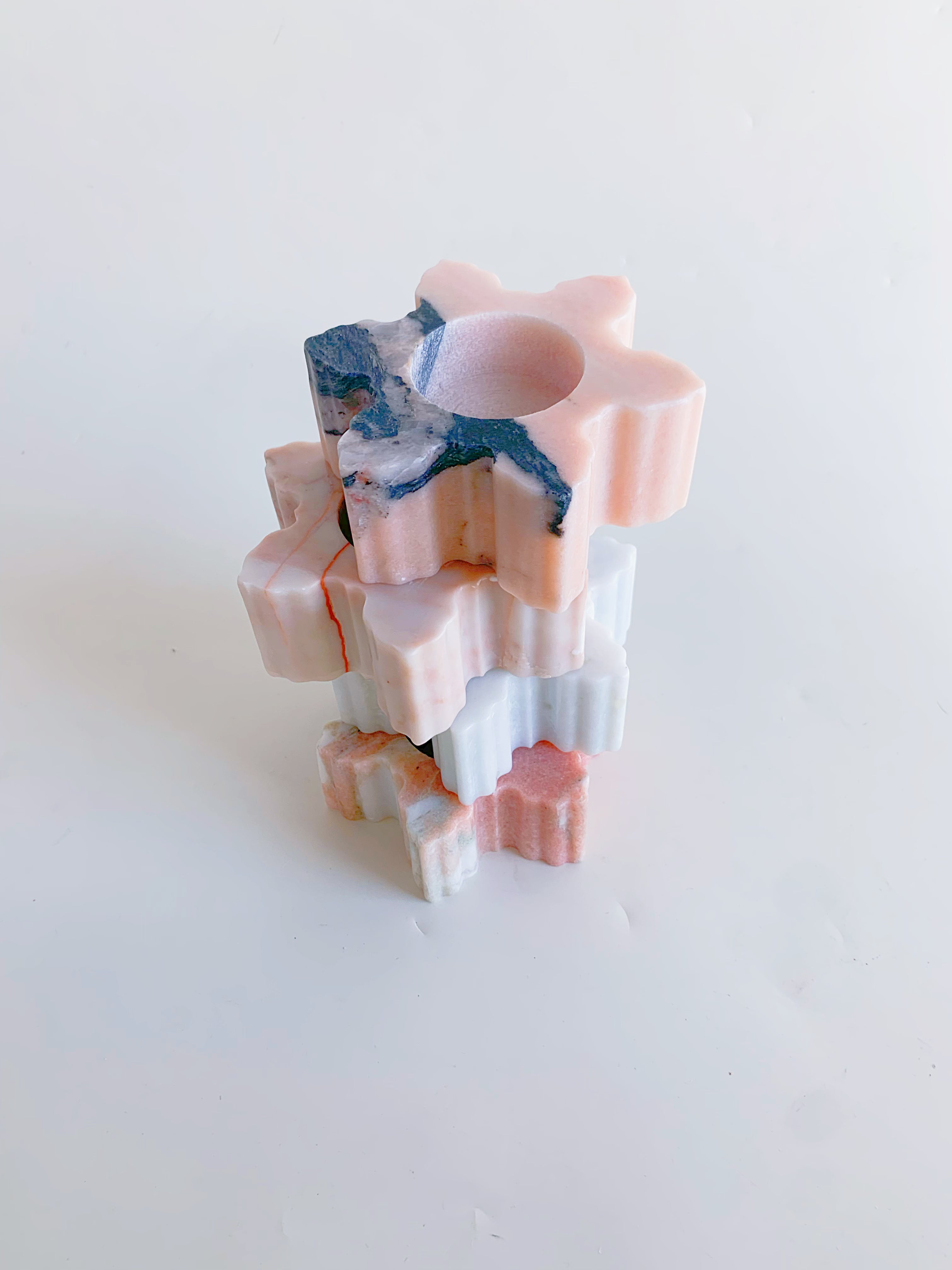 Christmas White Onyx Snowflake Candle Holders | Natural Glow Holiday Decor