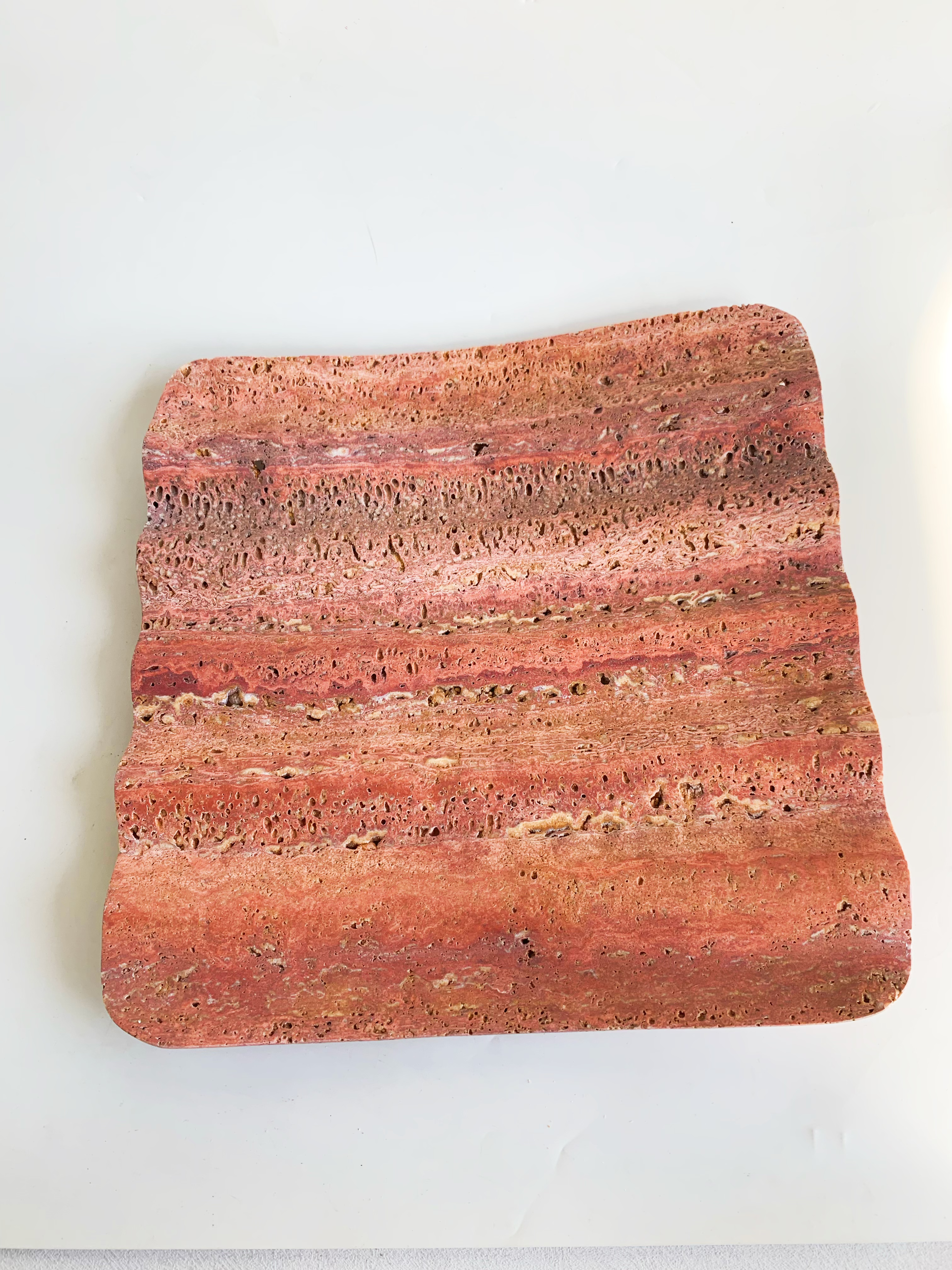 Red Travertine Marble Square Tray | Natural Stone Decorative Tray
