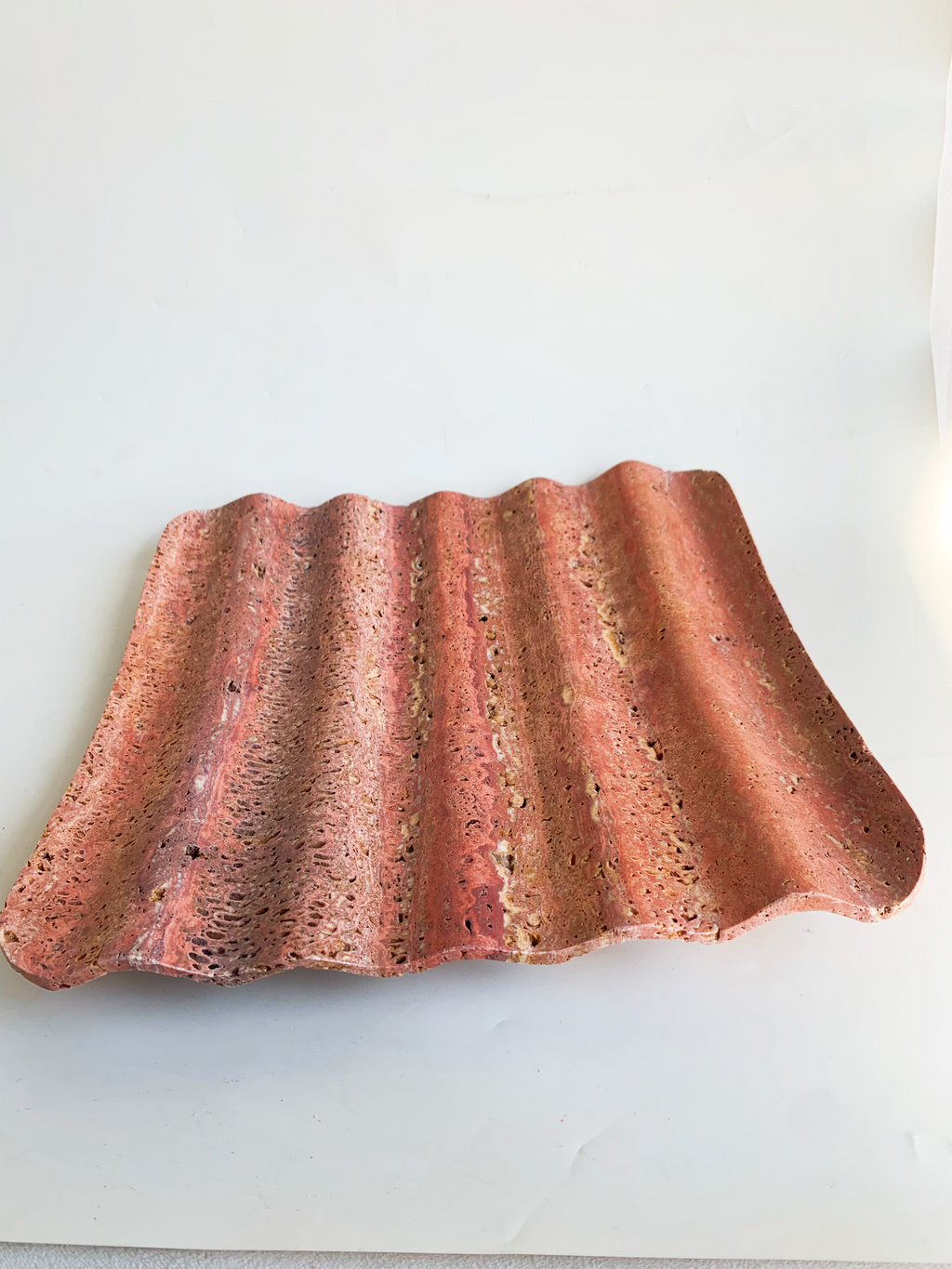 Red Travertine Marble Square Tray | Natural Stone Decorative Tray