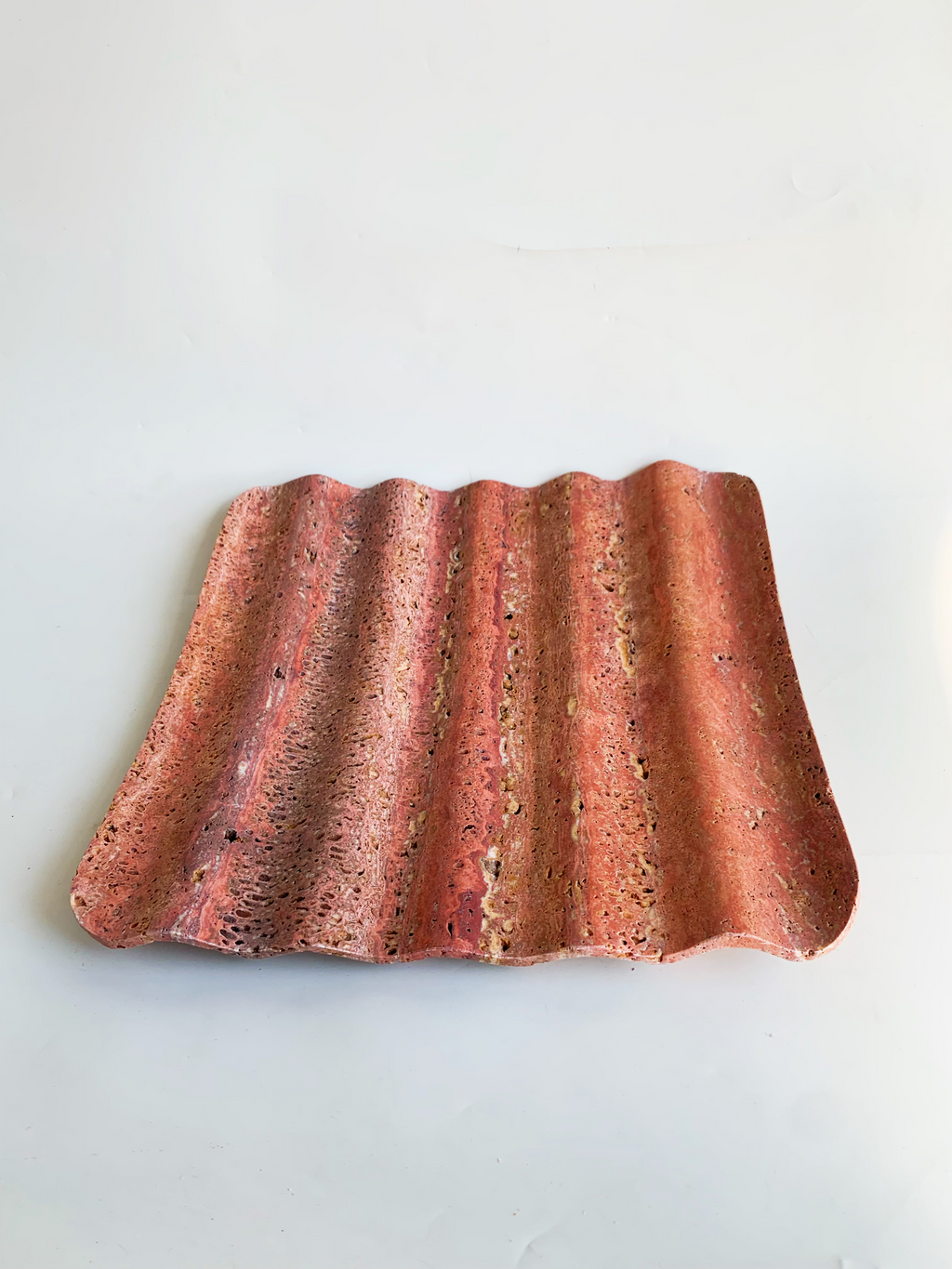 Red Travertine Marble Square Tray | Natural Stone Decorative Tray