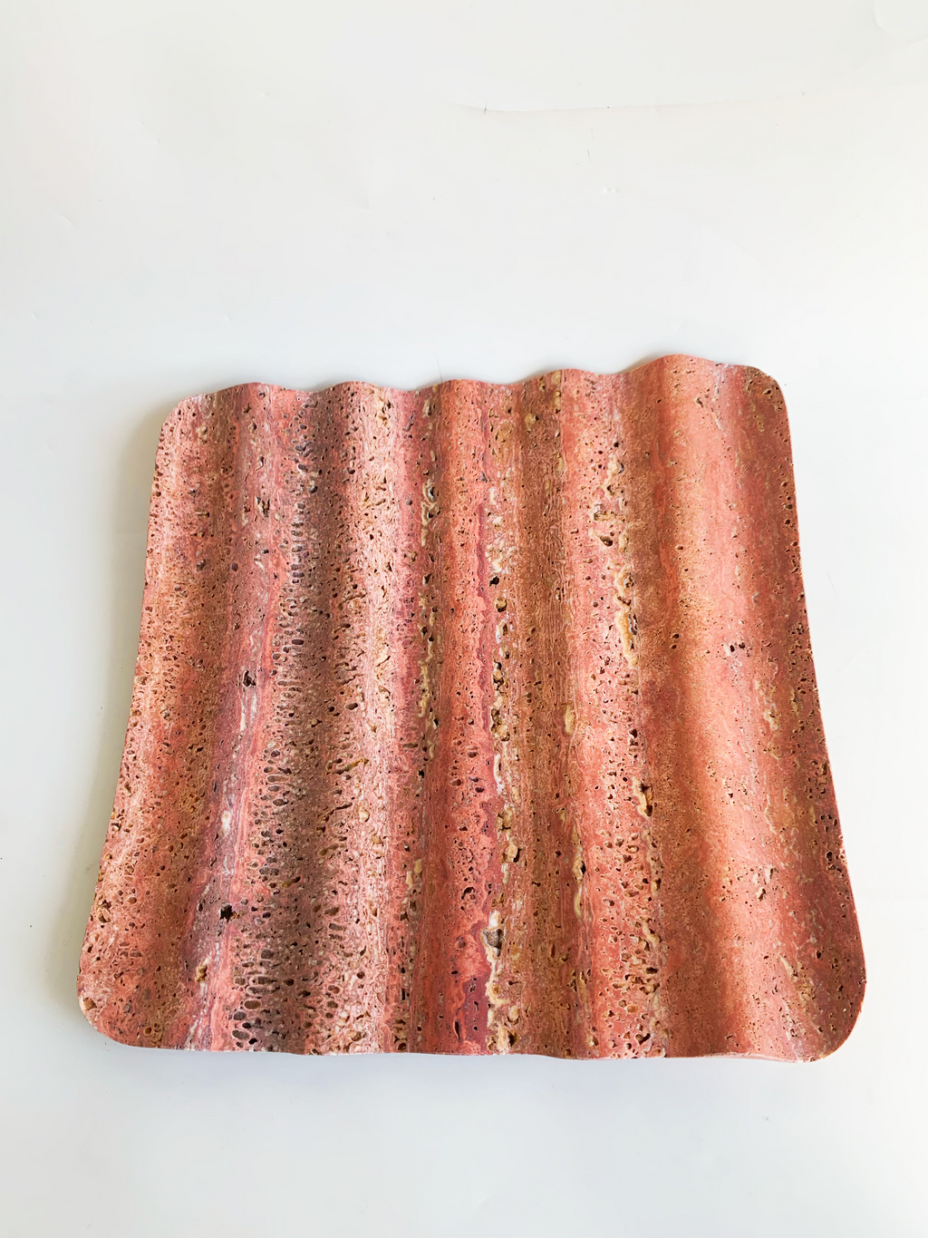 Red Travertine Marble Square Tray | Natural Stone Decorative Tray