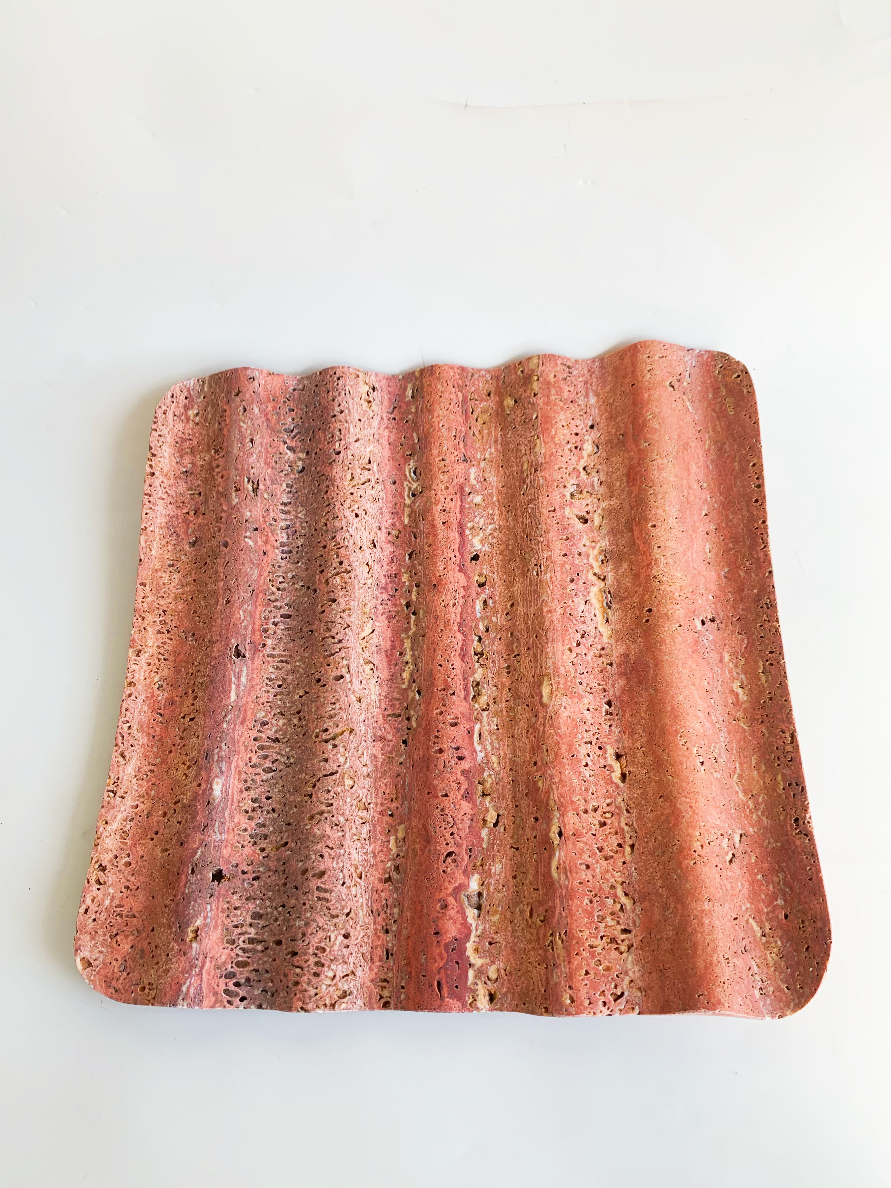 Red Travertine Marble Square Tray | Natural Stone Decorative Tray