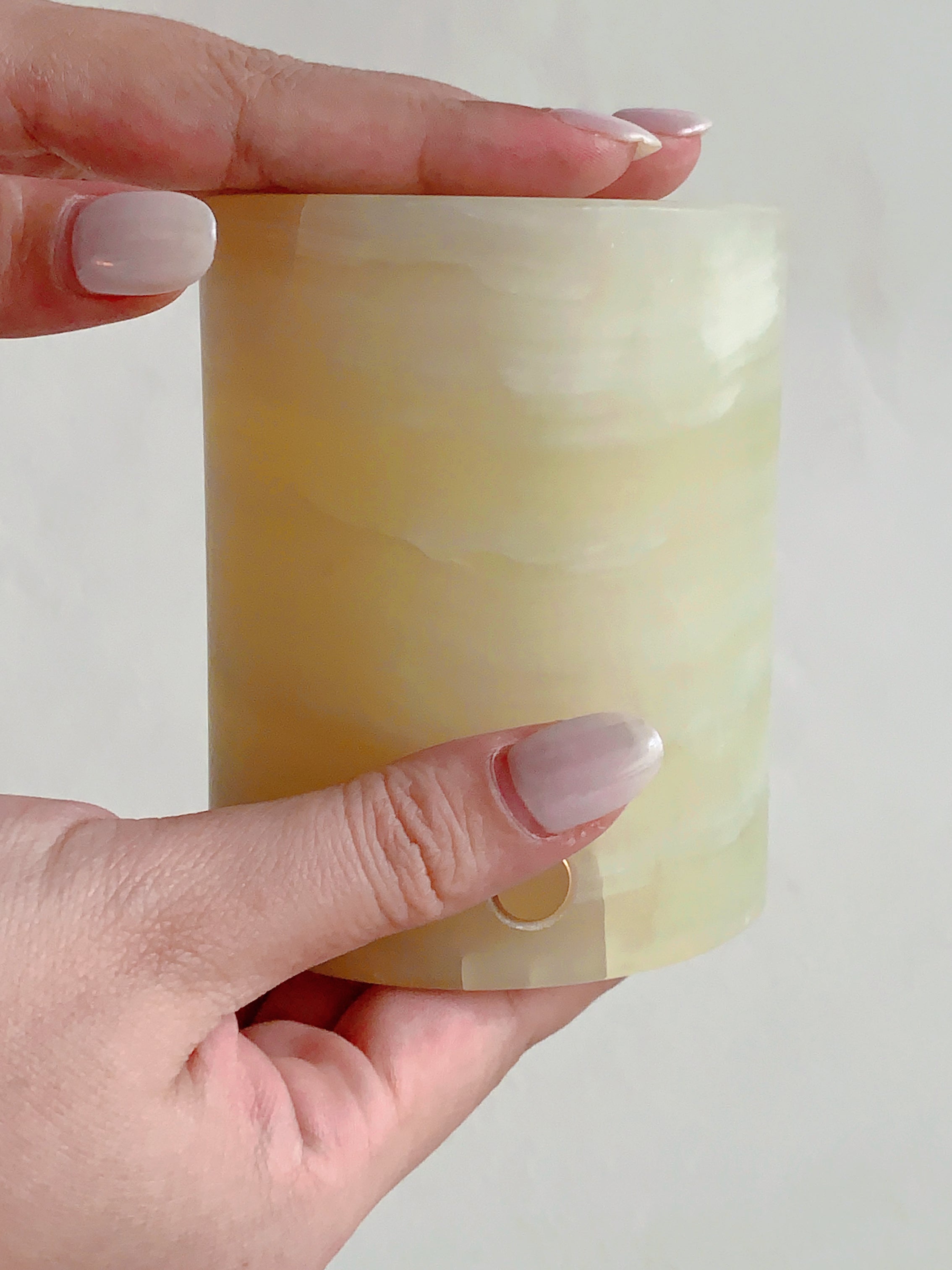 White Onyx Cylindrical Table Lamp | Natural Stone Lighting