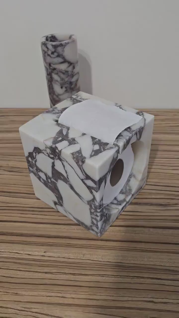 Calacatta Viola Toilet Paper Box | Italian Marble Bathroom Décor