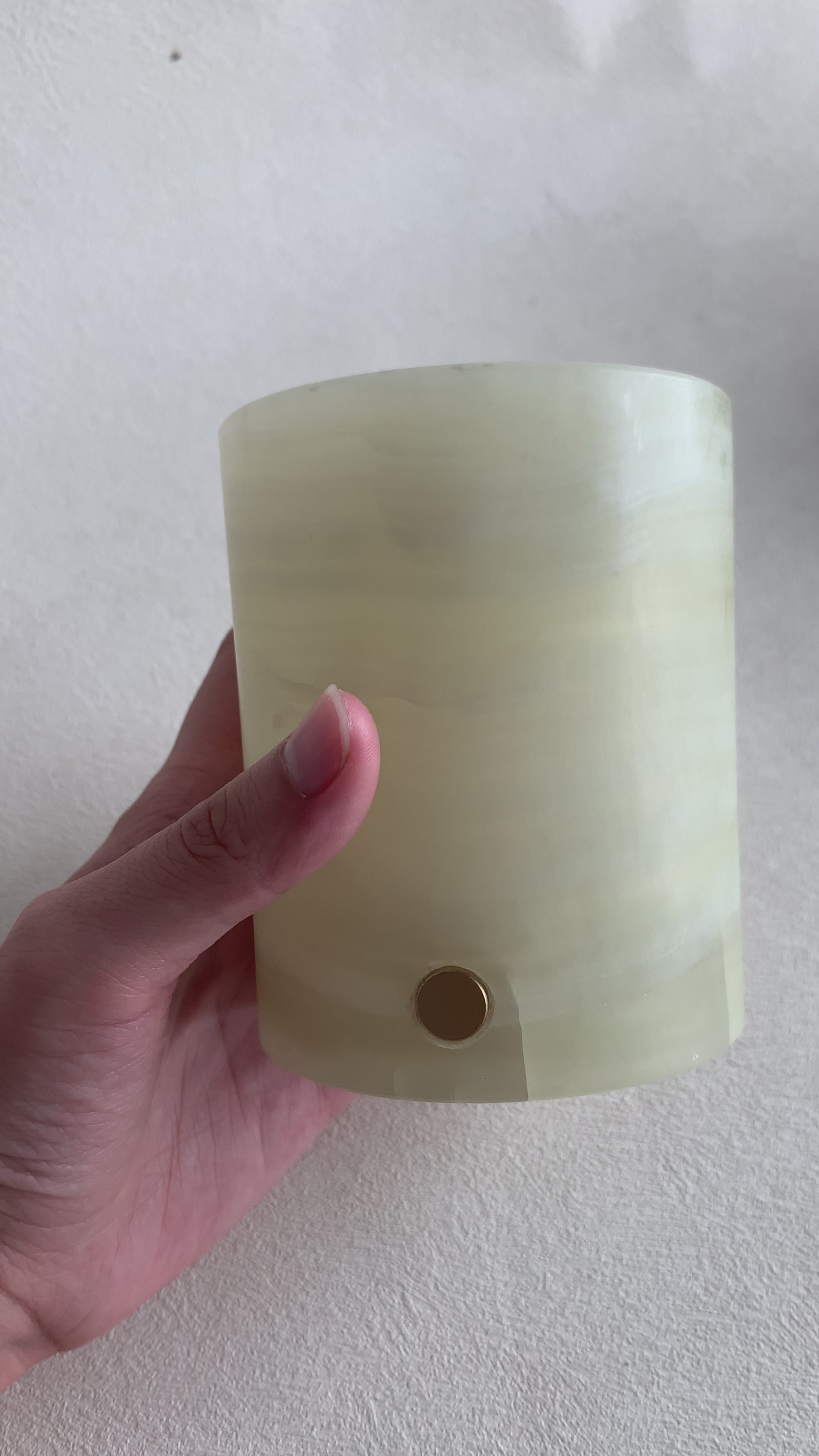 White Onyx Cylindrical Table Lamp | Natural Stone Lighting